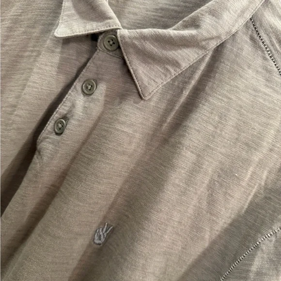John Varvatos USA Brown Slub Cotton Polo Shirt Peace Sign Logo Size L - Picture 3 of 4